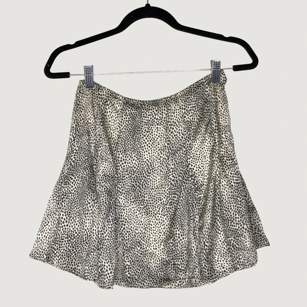 Wild Honey Skirt Womens S Tan Leopard Mini A-Line Satin High Rise WISK766A-1